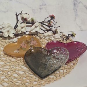 Kokoro vide poche cœur en résine époxy avec pigment et effets décoratifs