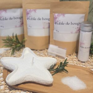 Sachet de 50g de sable de bougie avec 10 mèches MKM68 création