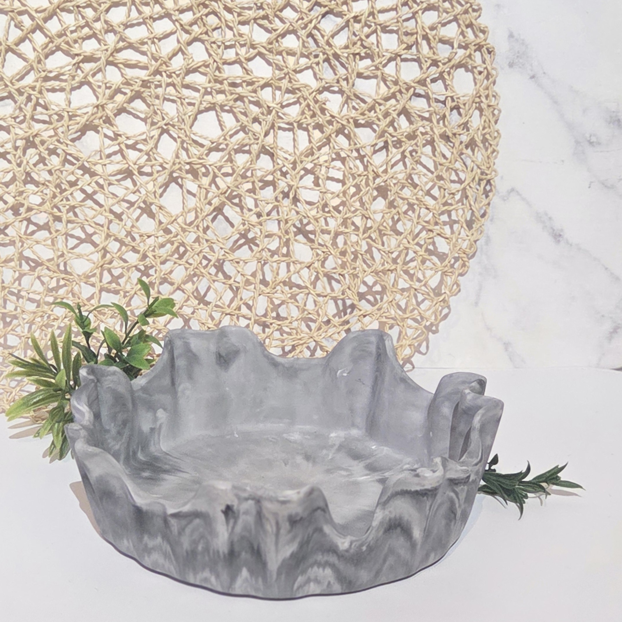 Eclat e Kinu centre de table rond en résine naturelle effet tissu drapé pour sable de bougie