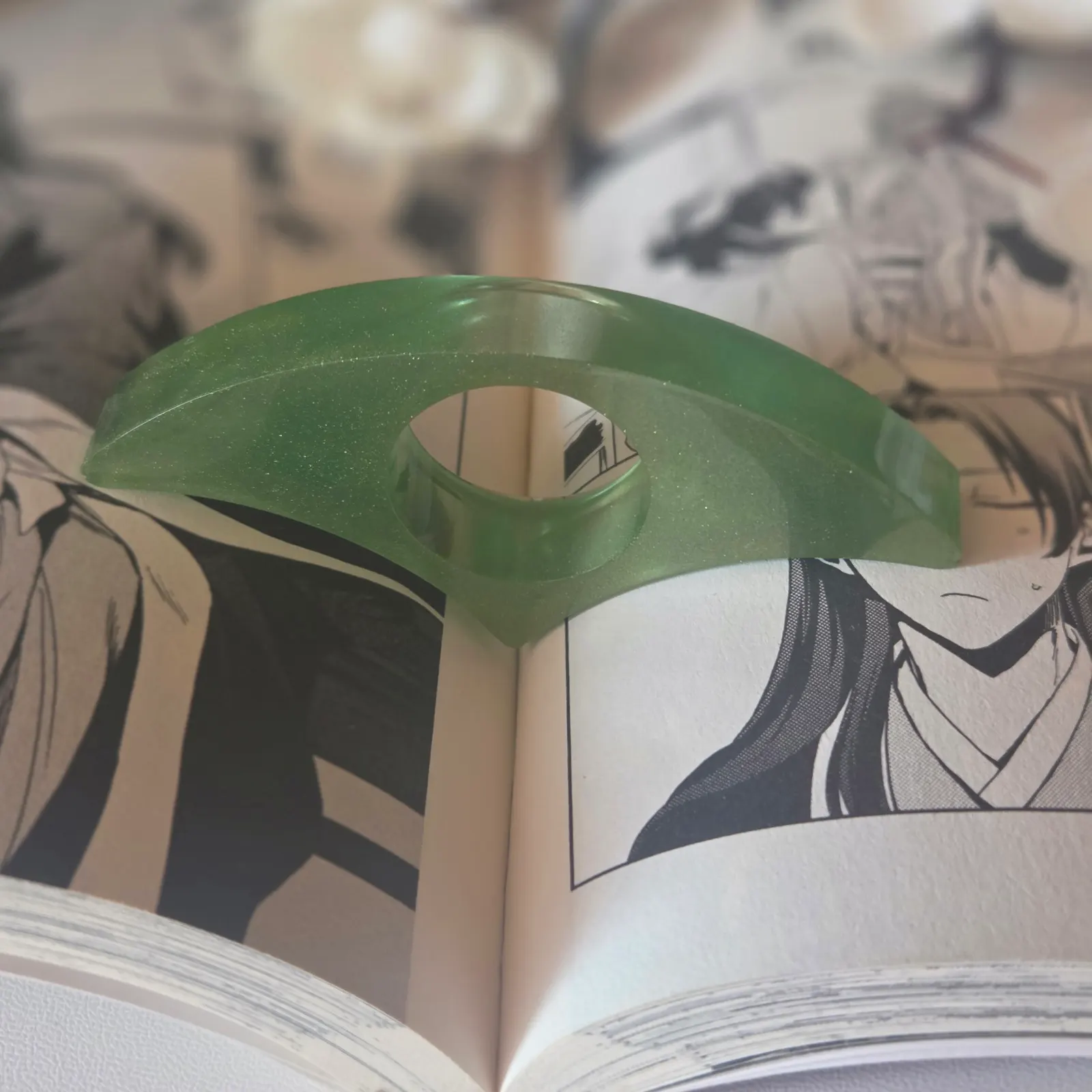 Bague de lecture en résine époxy - arrondi kaki