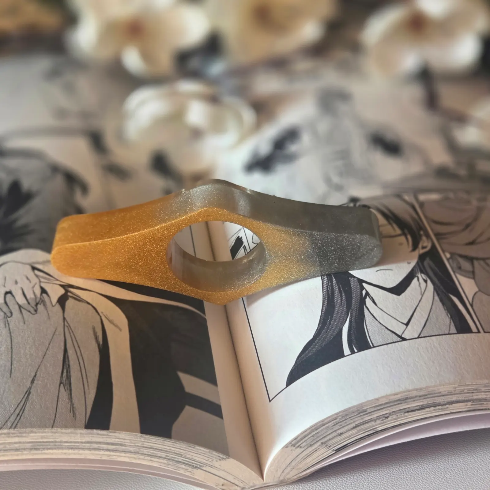 Bague de lecture en résine époxy - or & argent