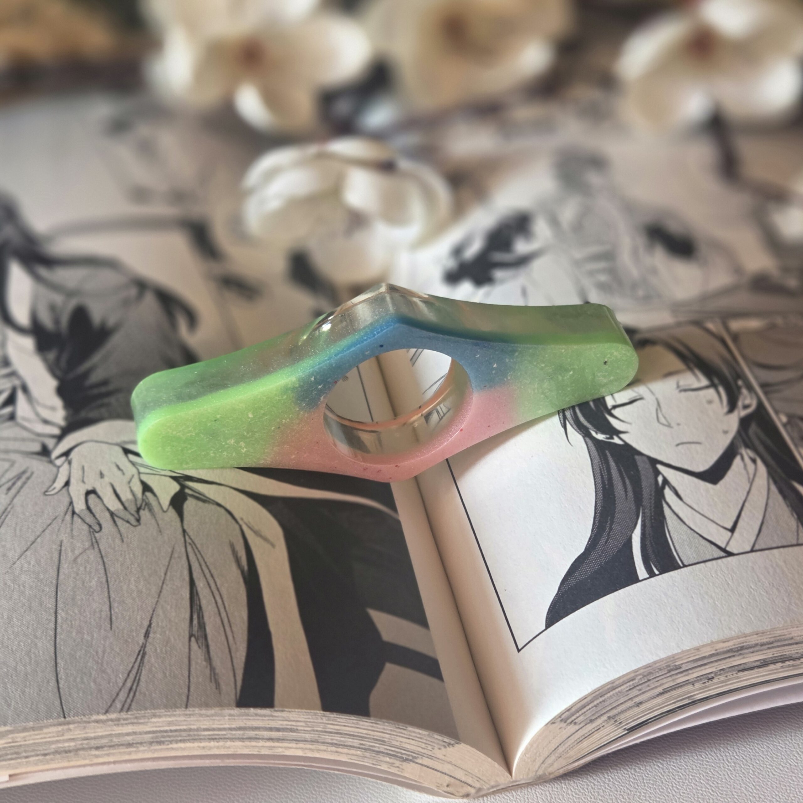 Bague de lecture en résine époxy - tricolore