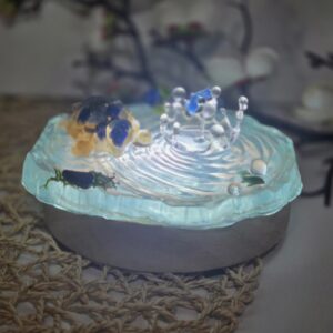 Décoration bassin japonais en résine époxy avec tortue et base led