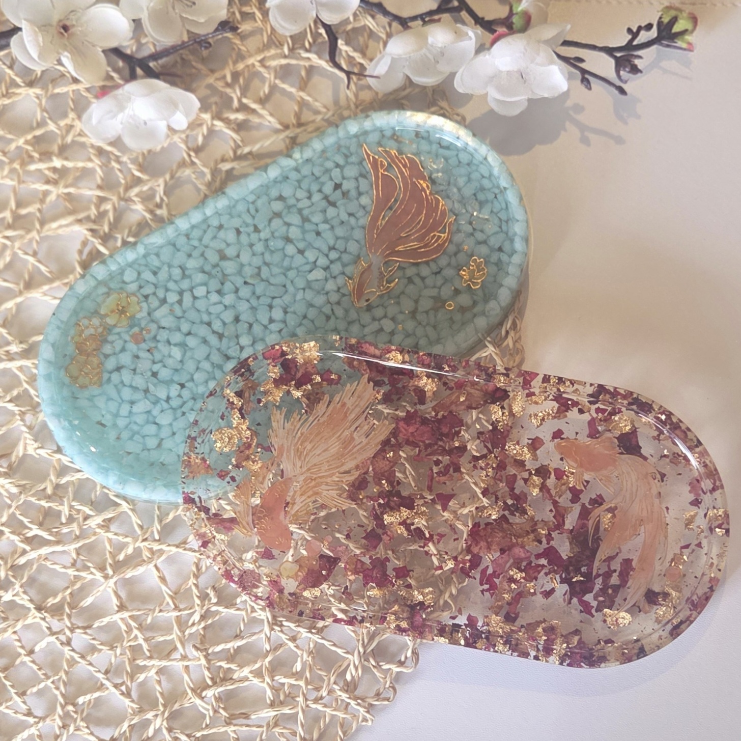 vide-poche Carpe koi décoratif japonais en résine époxy