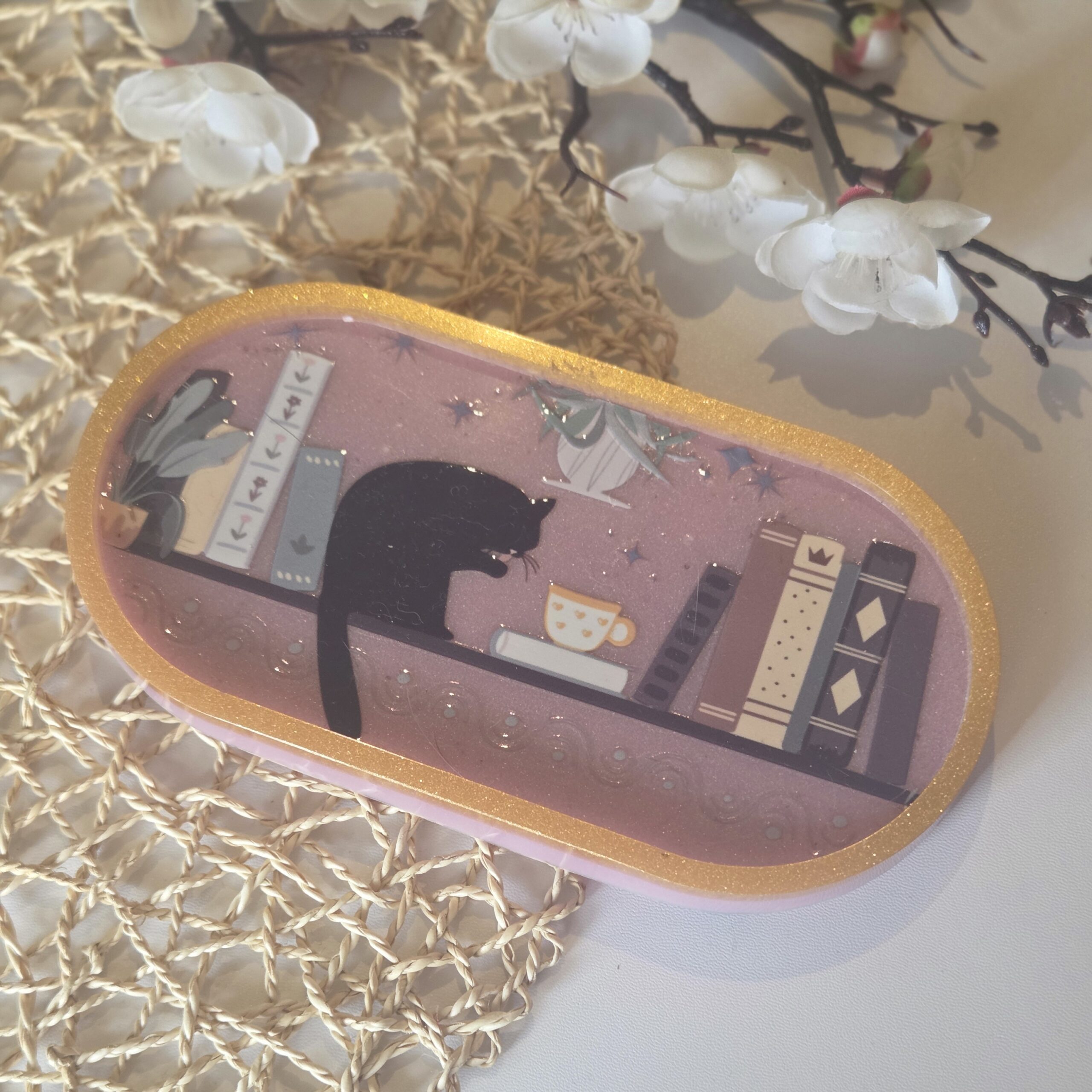 vide poche kawaii chat en résine époxy