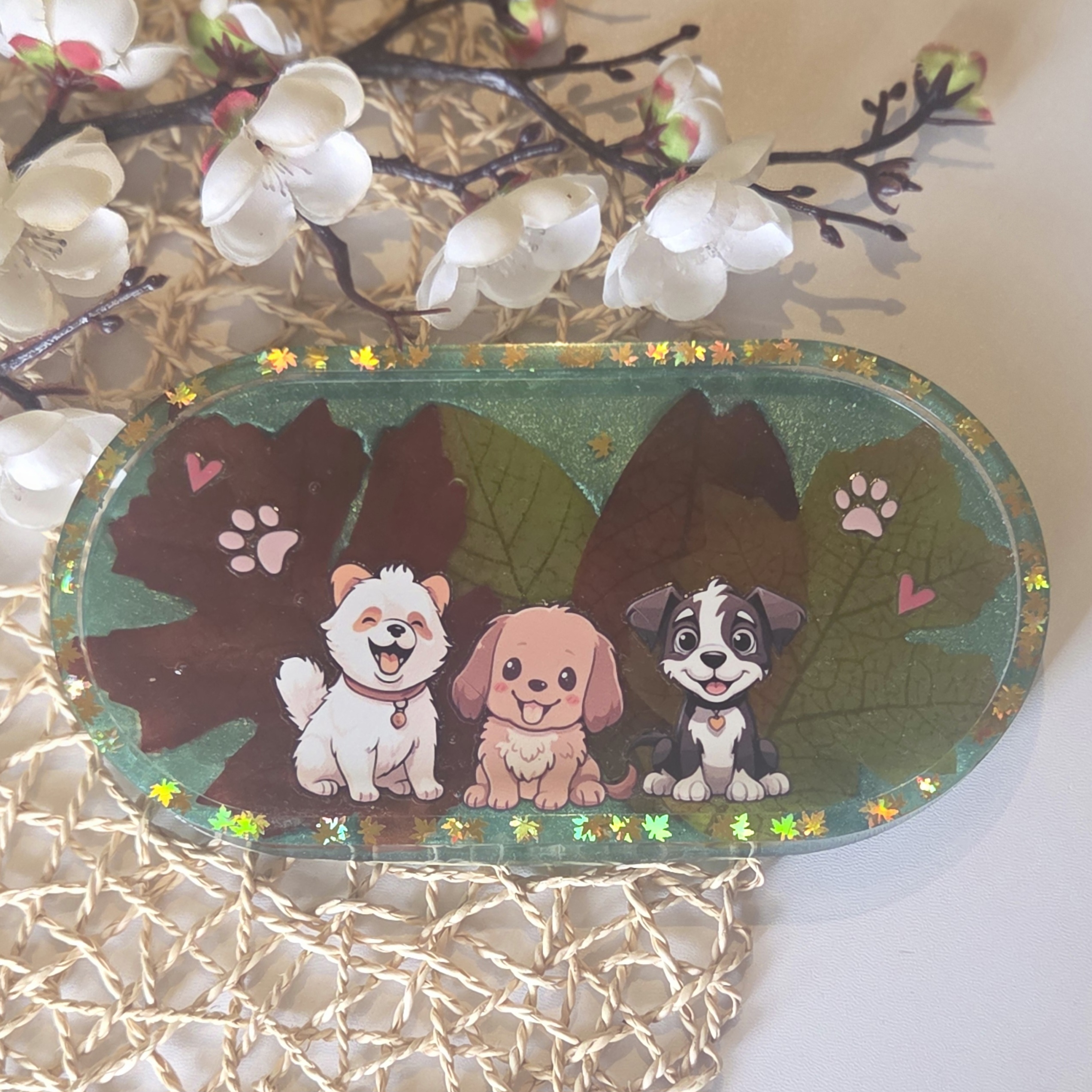 vide-poche animaux kawaii avec trois chiens